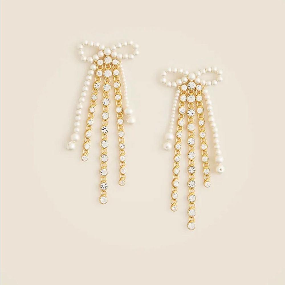J Crew pearl bow & crystal earrings